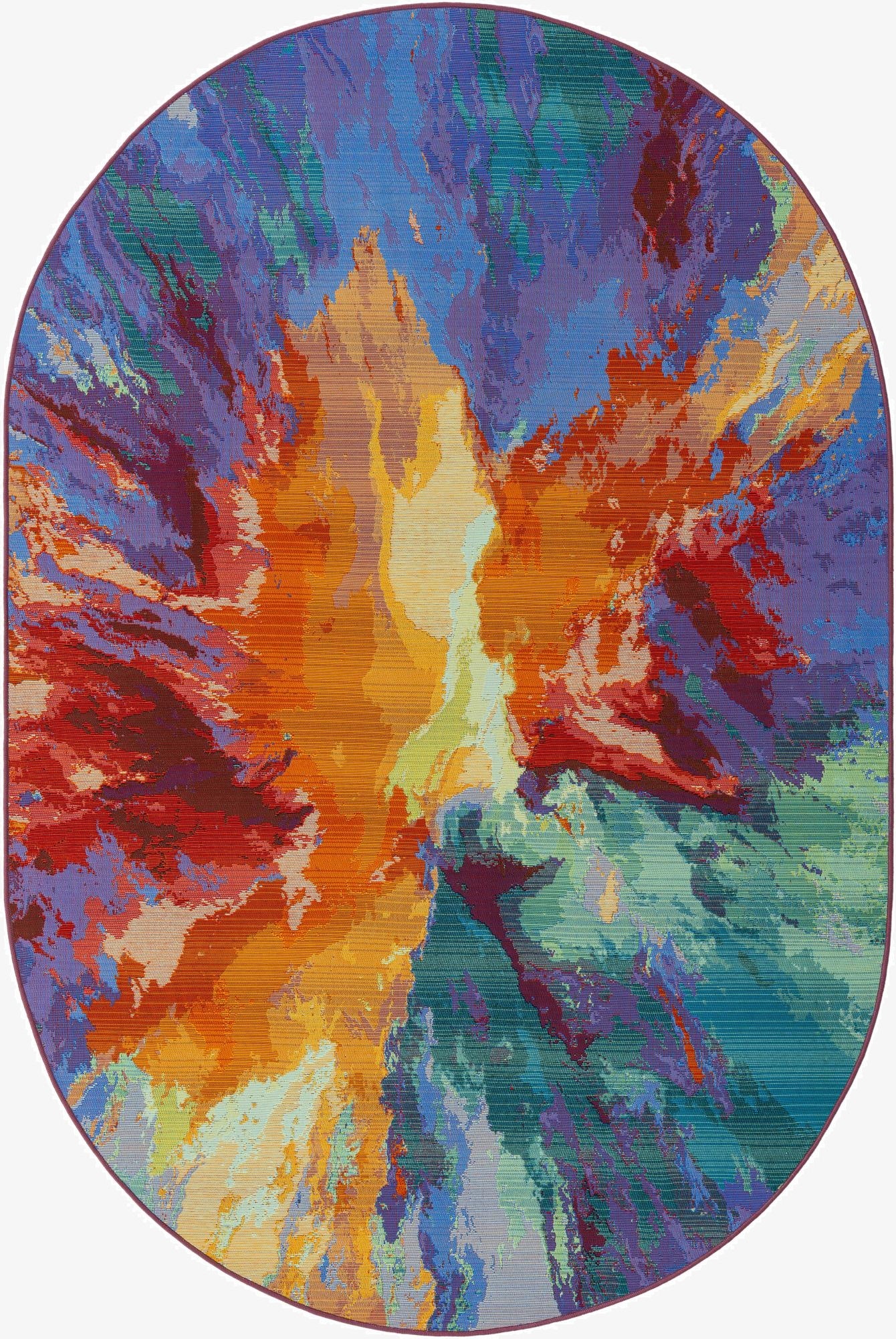  5' 3 x 8'  Washable Modern Indoor / Outdoor Oval Rug