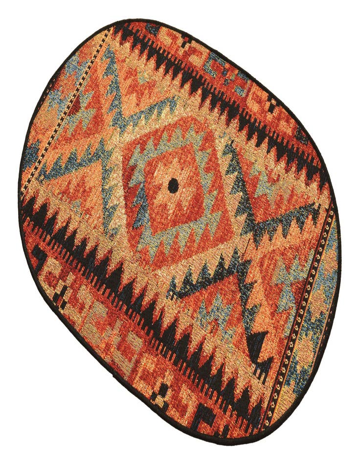 Detail image of  2' 2 x 3'  Washable Tribal Indoor / Outdoor Oval Rug