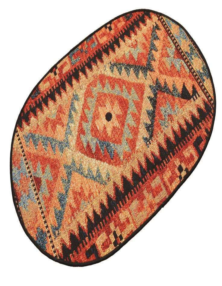 Detail image of  2' 2 x 3'  Washable Tribal Indoor / Outdoor Oval Rug