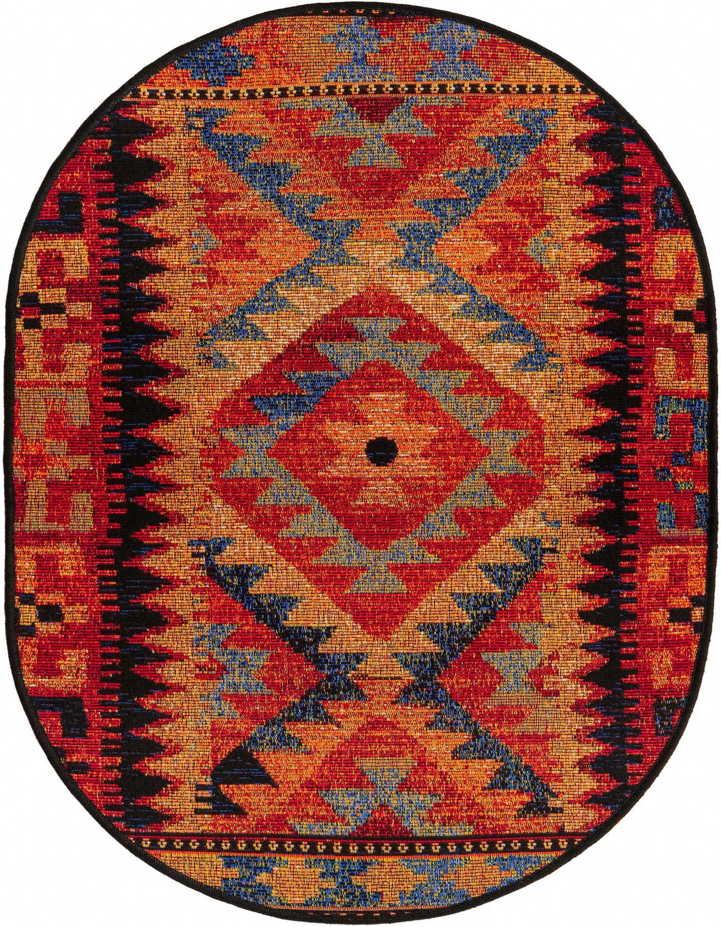 Primary image of  2' 2 x 3'  Washable Tribal Indoor / Outdoor Oval Rug