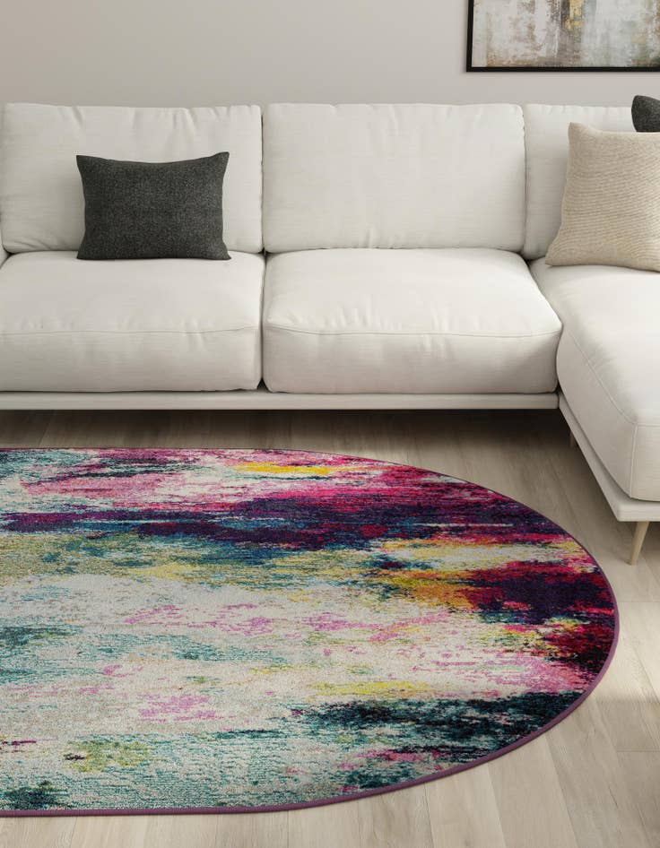 Detail image of  5' 3 x 8'  Washable Theia Oval Rug