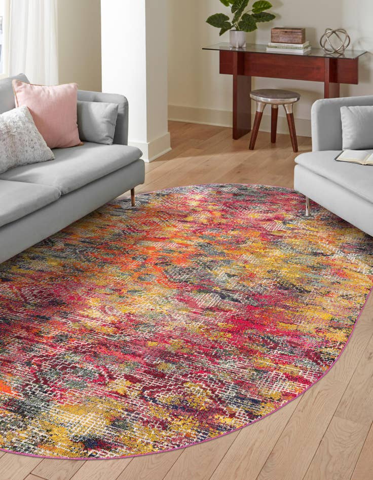 Detail image of  7' 10 x 10'  Washable Vivid Oval Rug