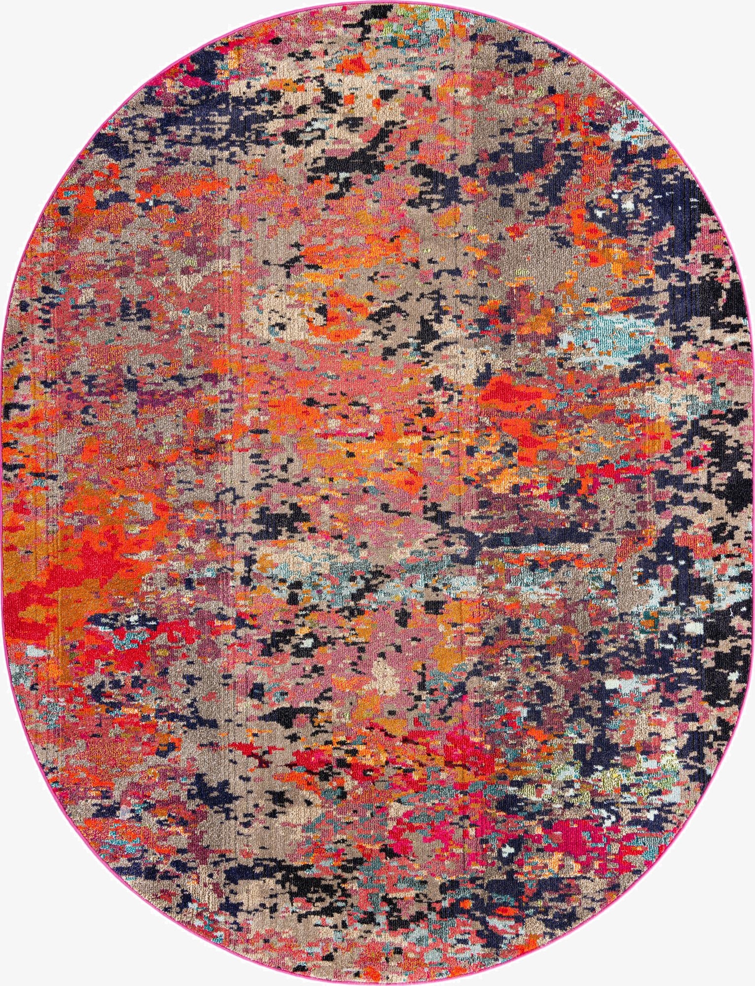  7' 10 x 10'  Washable Vivid Oval Rug