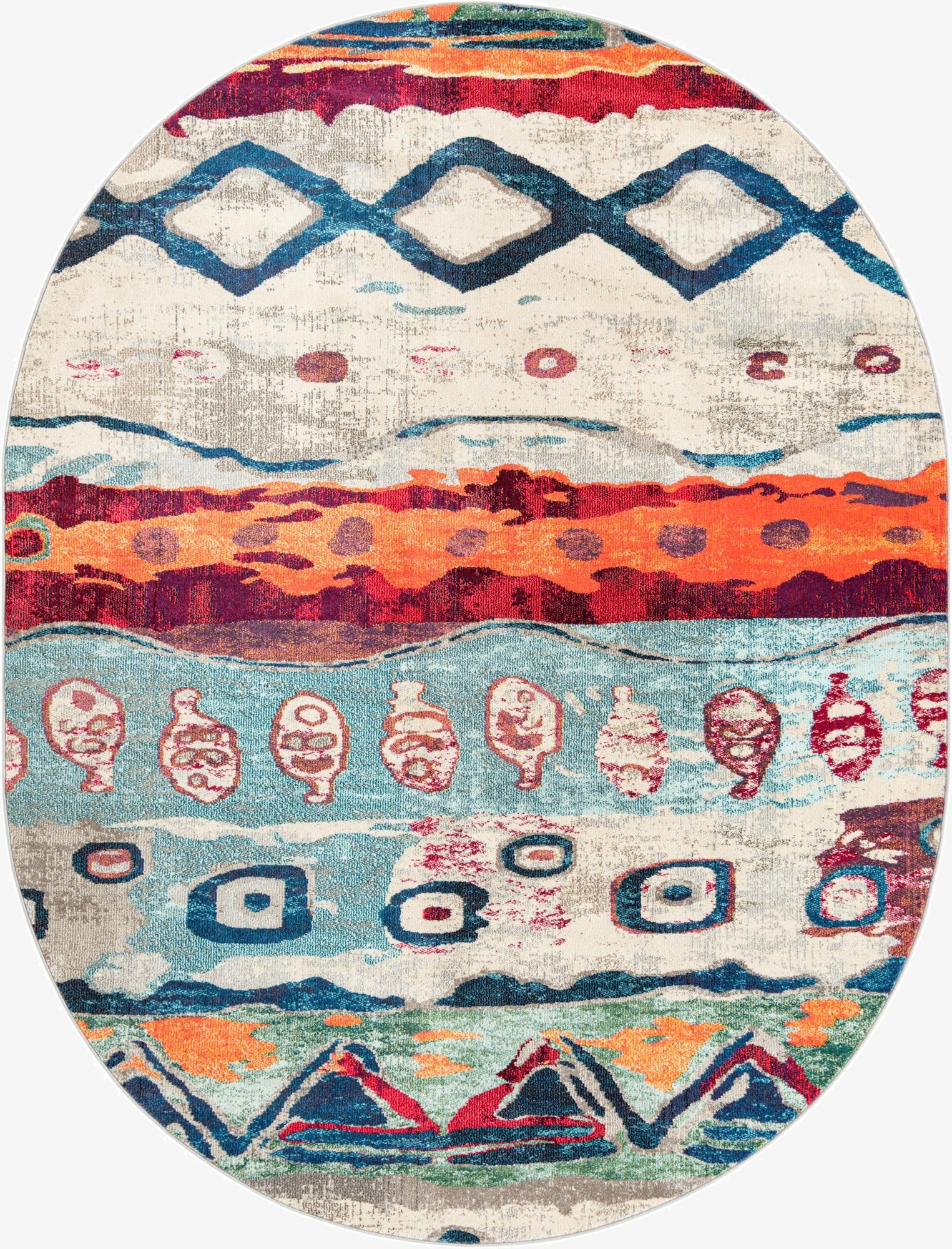  7' 10 x 10'  Washable Vivid Oval Rug