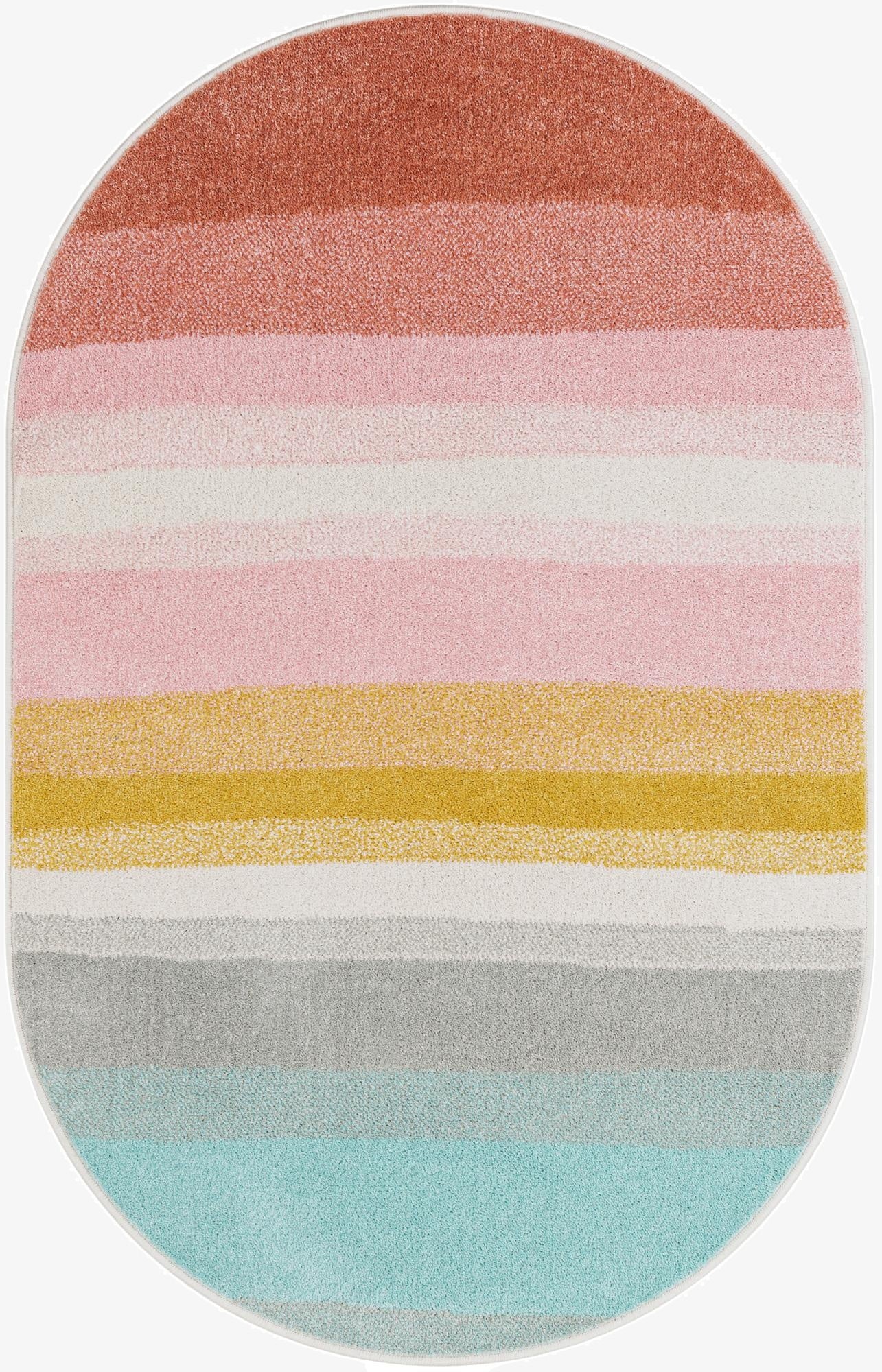 Primary image  3' 3 x 5' 3 Rainbow Stripes Whimsy Kids Oval Rug
