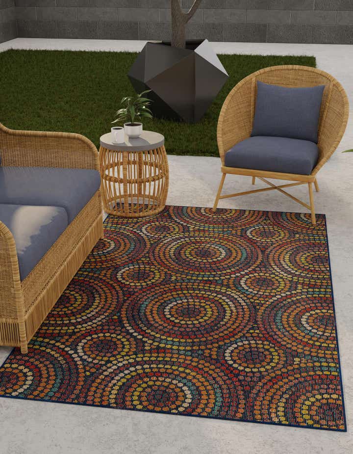 Multicolor 5' 3 x 8' Washable Baja Indoor / Outdoor Rug | Rugs.com