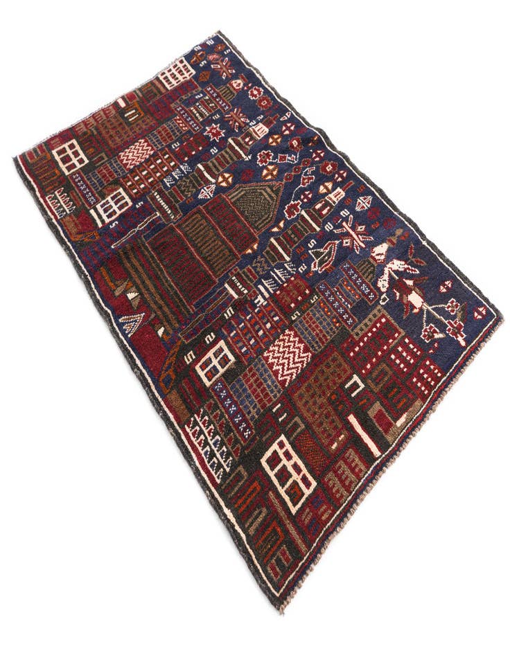 Detail image of 3' x 4' 5 Hand Knotted Balouch Persian Wool Rug