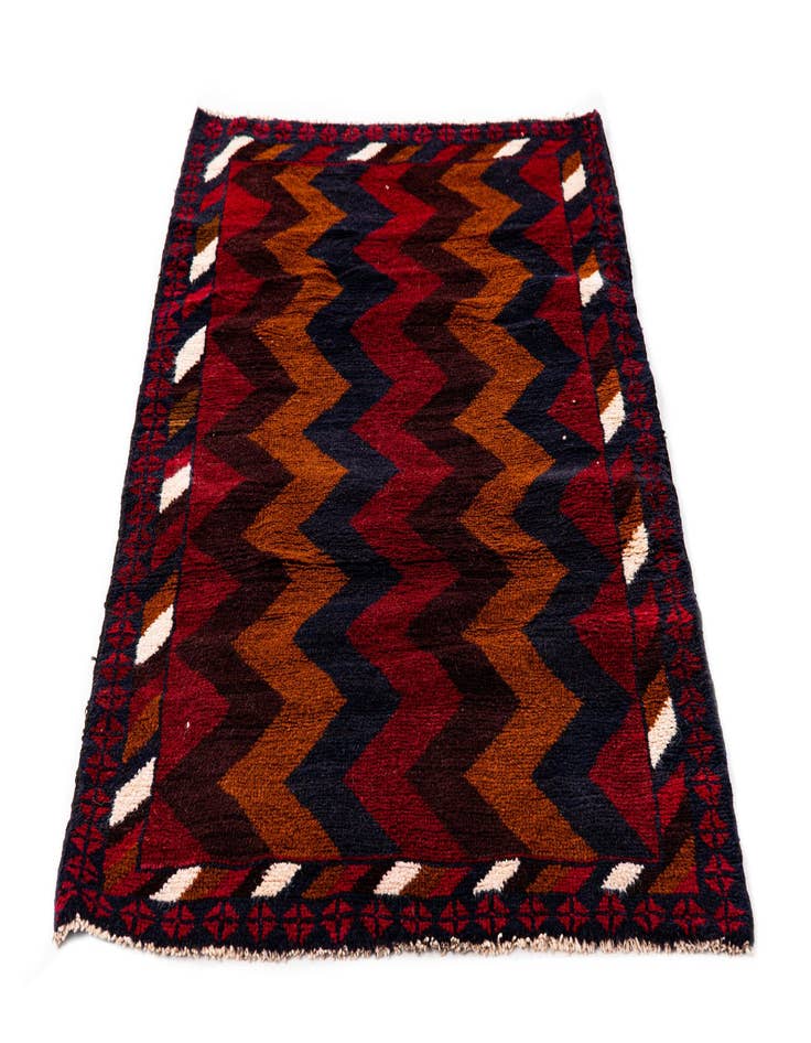 Detail image of  2' 10 x 4' 8  Hand Knotted Balouch Persian Wool Rug