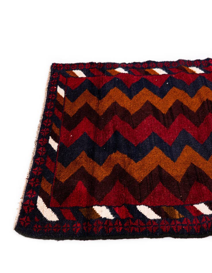 Detail image of  2' 10 x 4' 8  Hand Knotted Balouch Persian Wool Rug