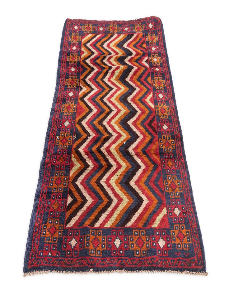 Detail image of  2' 10 x 4' 9  Hand Knotted Balouch Persian Wool Rug