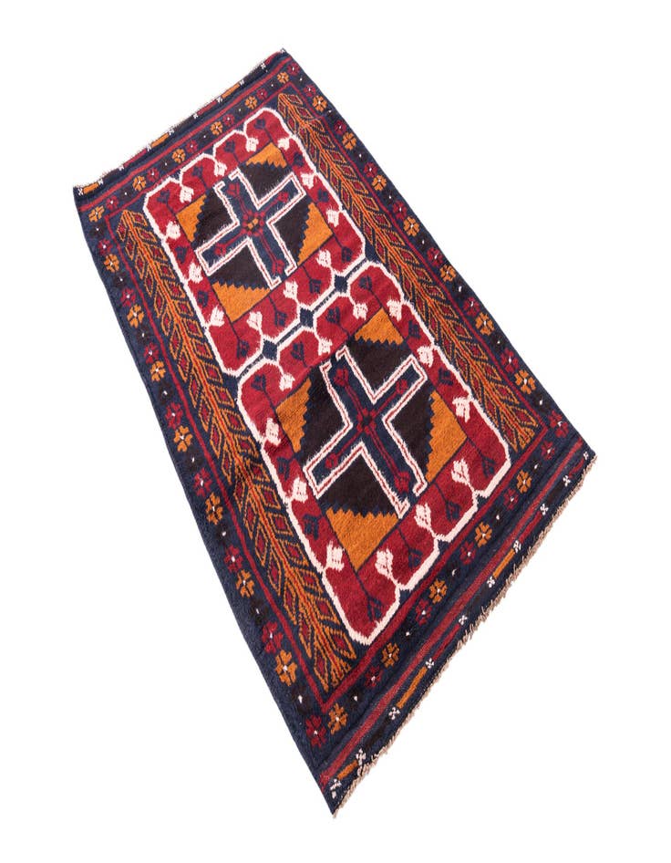 Detail image of  2' 10 x 4' 9  Hand Knotted Balouch Persian Wool Rug