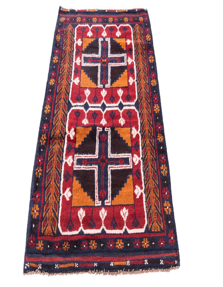 Detail image of  2' 10 x 4' 9  Hand Knotted Balouch Persian Wool Rug