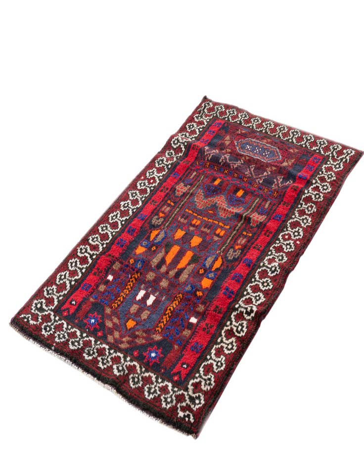 Detail image of  2' 10 x 4' 7  Hand Knotted Balouch Persian Wool Rug