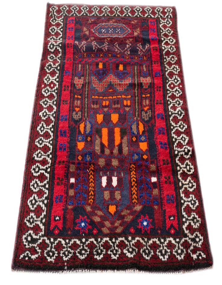 Detail image of  2' 10 x 4' 7  Hand Knotted Balouch Persian Wool Rug