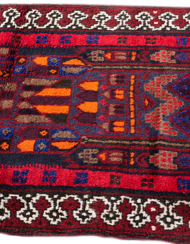 Detail image of  2' 10 x 4' 7  Hand Knotted Balouch Persian Wool Rug