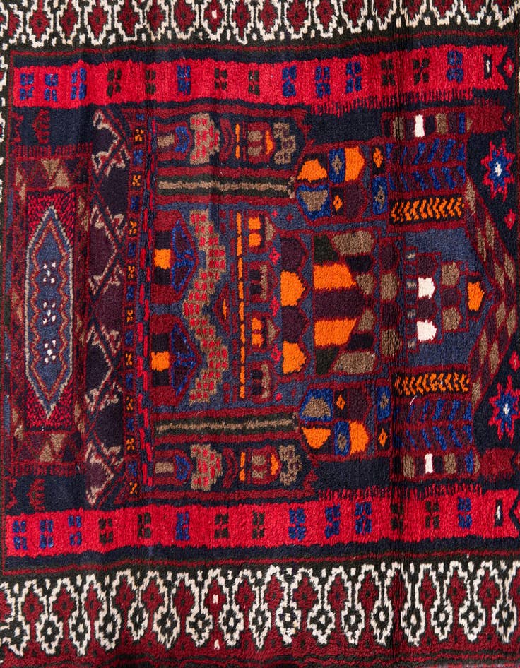 Detail image of  2' 10 x 4' 7  Hand Knotted Balouch Persian Wool Rug