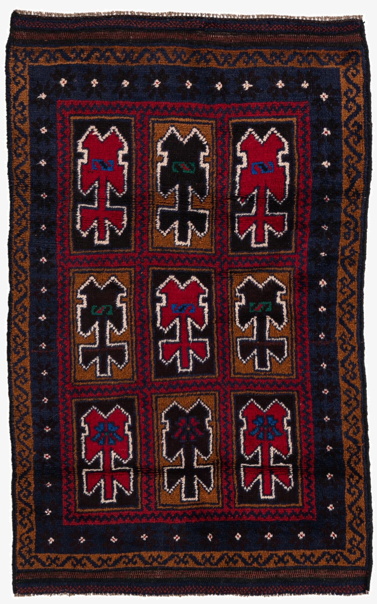  3' x 4' 7  Hand Knotted Balouch Persian Wool Rug