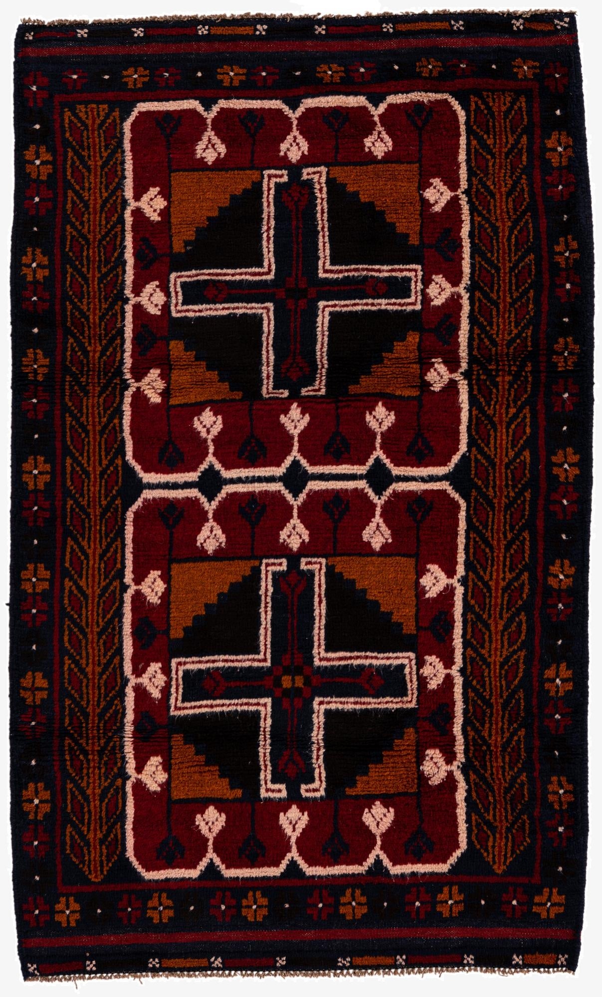  2' 10 x 4' 9  Hand Knotted Balouch Persian Wool Rug