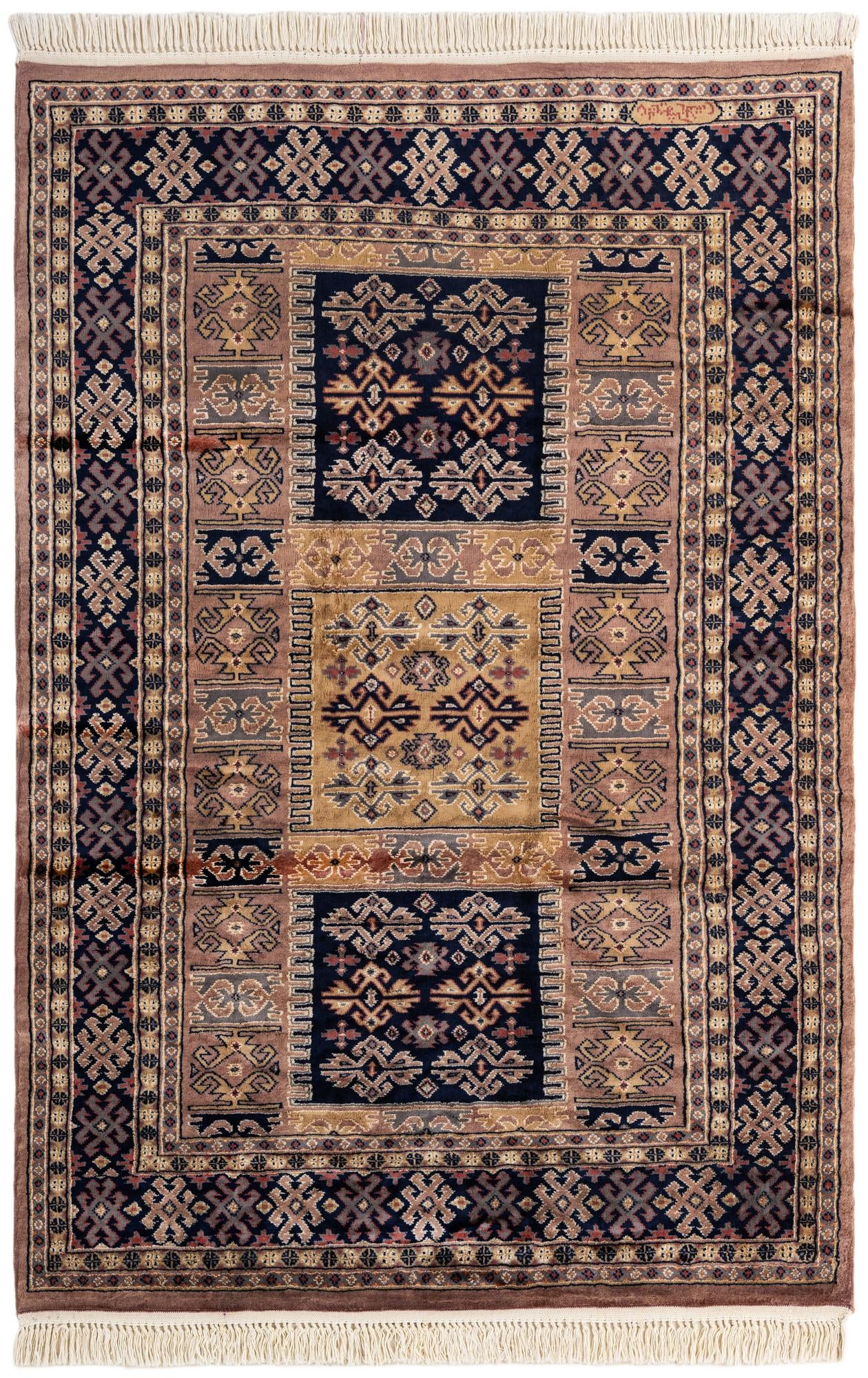  4' 2 x 6' 3  Hand Knotted Bokhara Oriental Rug