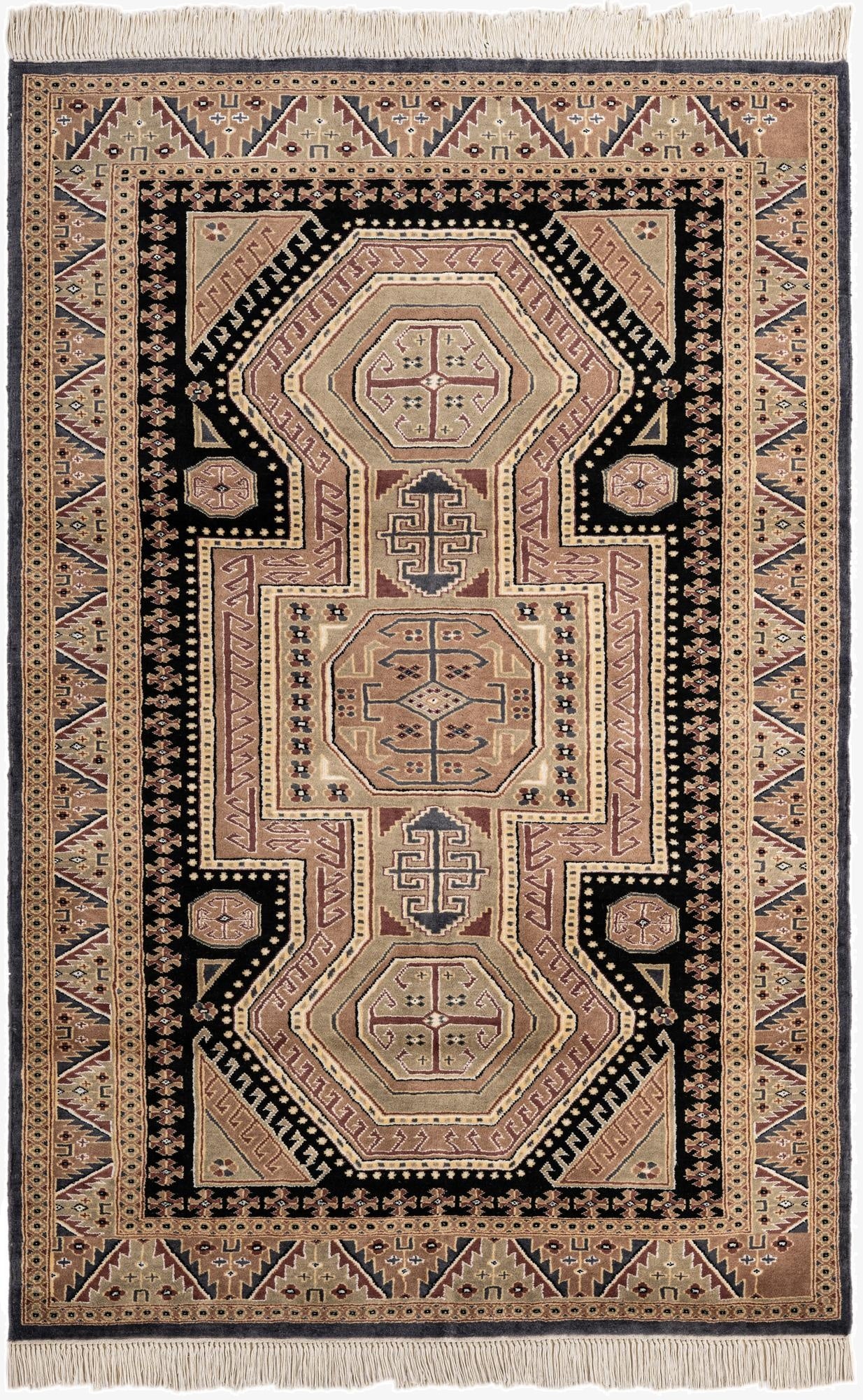  4' 3 x 6' 7  Hand Knotted Bokhara Rug