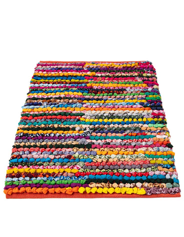 Detail image of 2' x 3' 2 Handmade Braided Chindi Rug