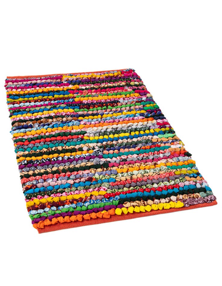 Detail image of 2' x 3' 2 Handmade Braided Chindi Rug