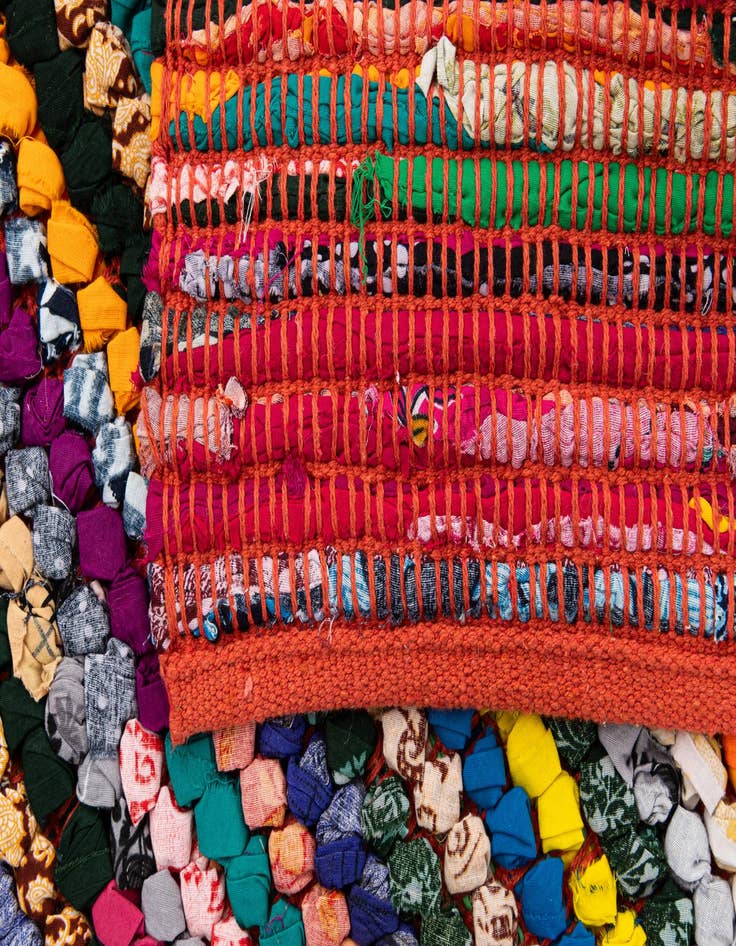 Detail image of 2' x 3' 2 Handmade Braided Chindi Rug