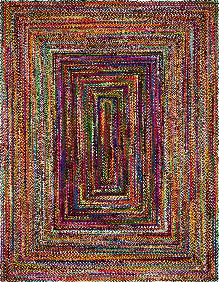 Detail image of  12' 2 x 16' 1  Hand Braided Chindi Rug