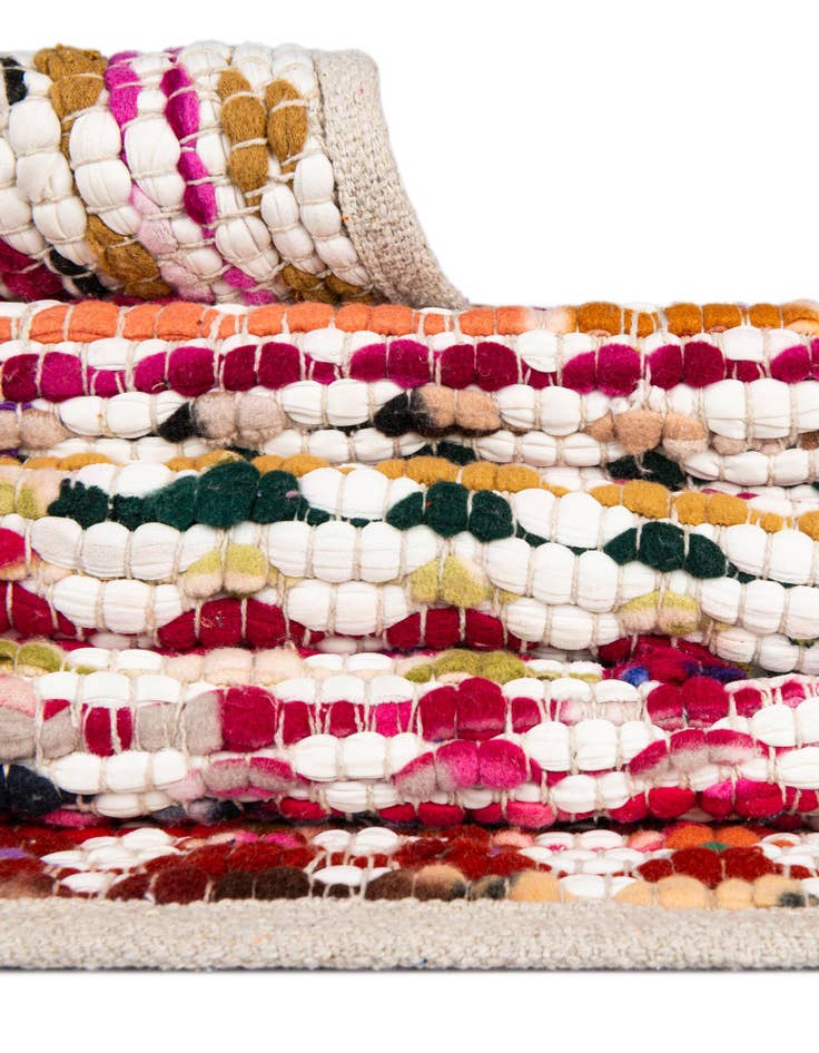 Detail image of  2' x 3' 1  Hand Woven Braided Chindi Rug