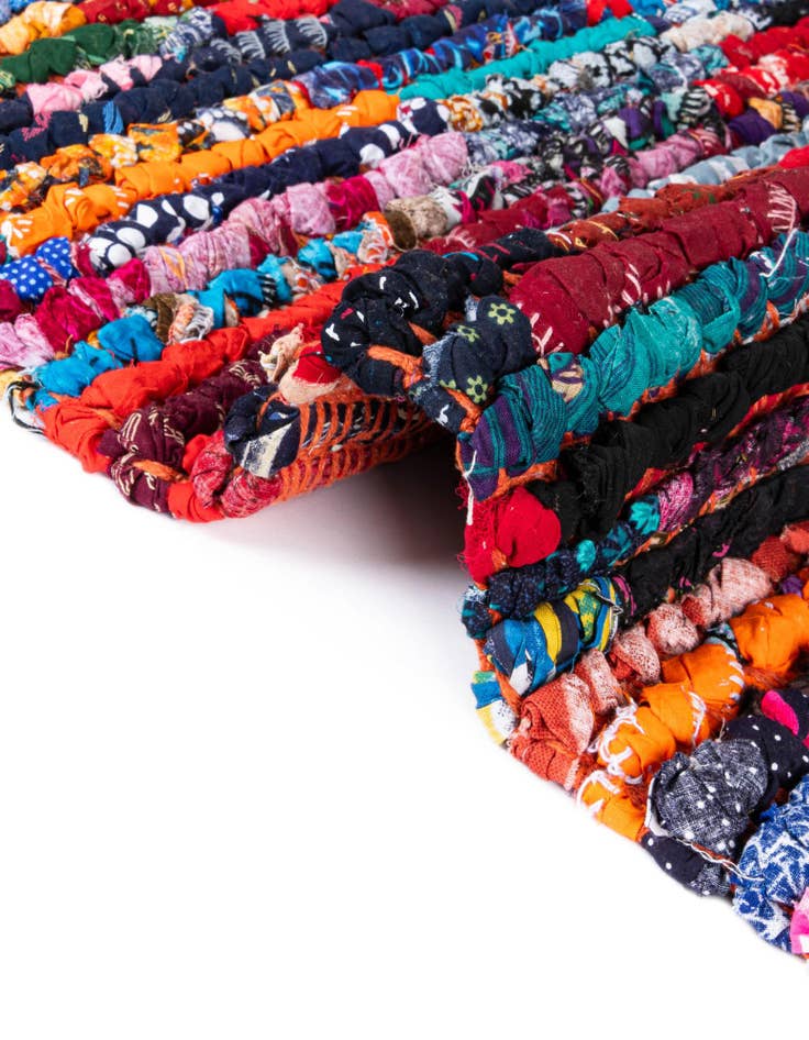 Detail image of  8' x 10'  Hand Braided Chindi Rug