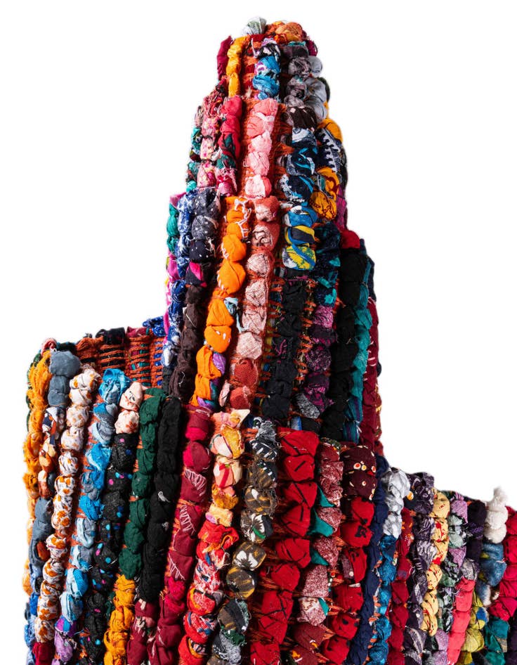 Detail image of  8' x 10'  Hand Braided Chindi Rug