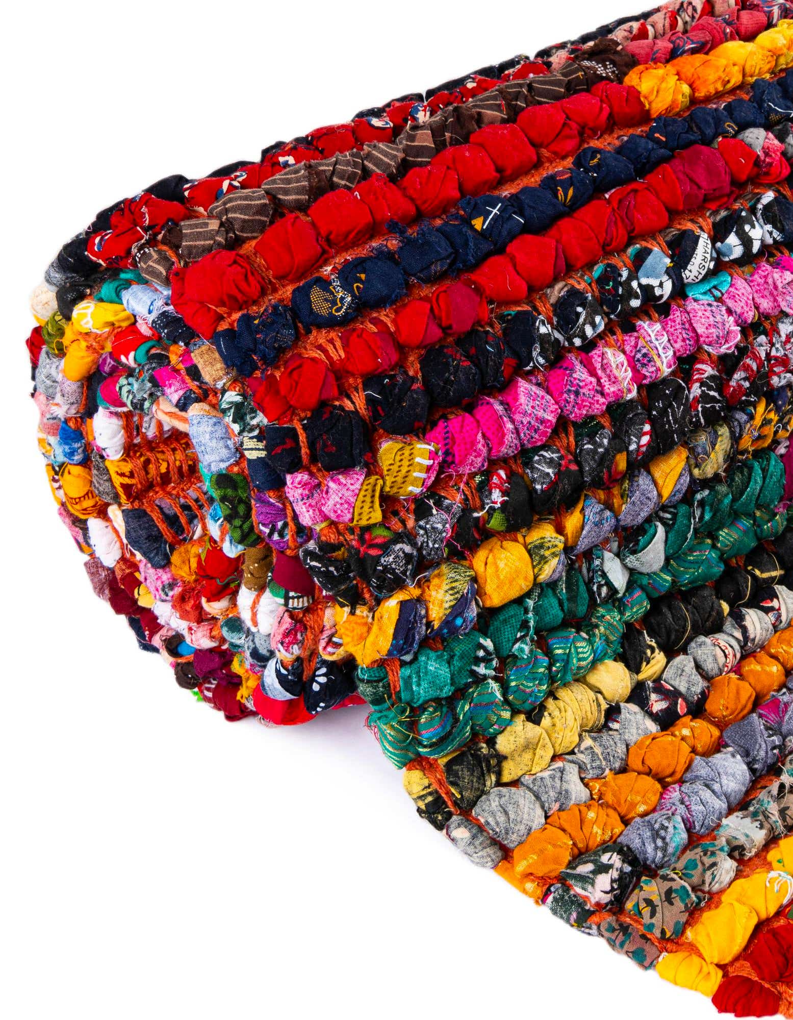Multicolor 6' 1 x 9' Hand Braided Chindi Rug | Rugs.com
