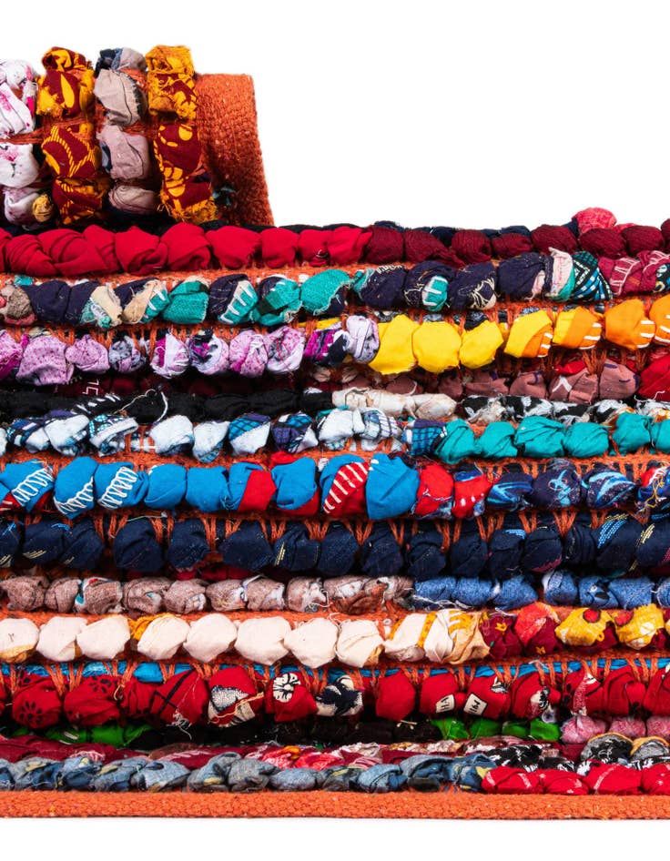 Detail image of  8' x 10'  Hand Braided Chindi Rug