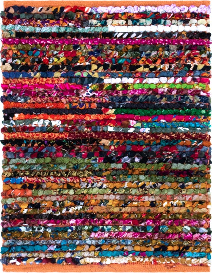 Detail image of  2' x 3' 1  Hand Braided Chindi Rug