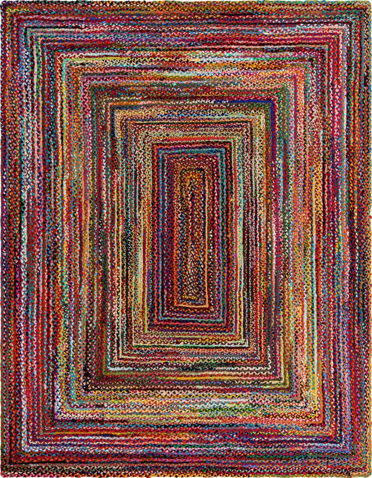 Detail image of  10' x 13' 1  Hand Braided Chindi Rug