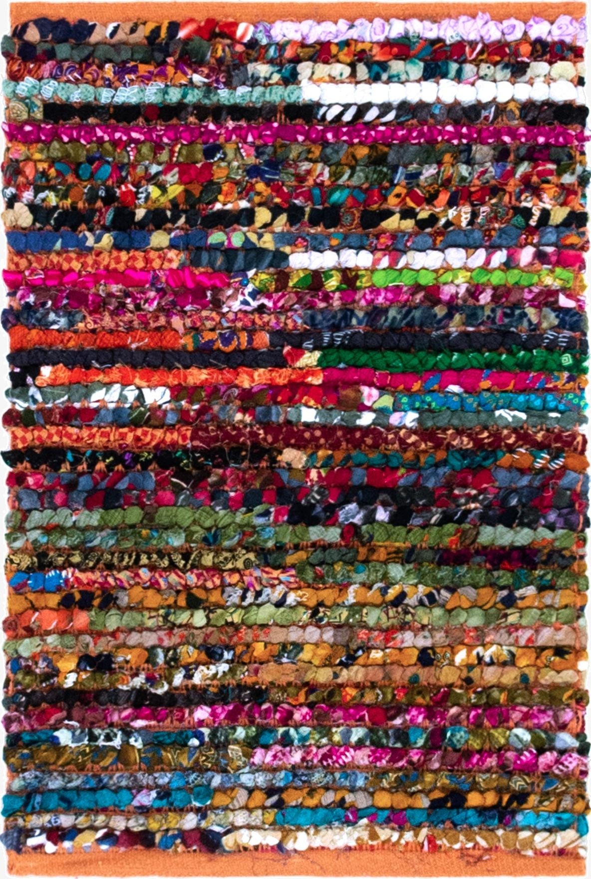  2' x 3' 1  Hand Braided Chindi Rug