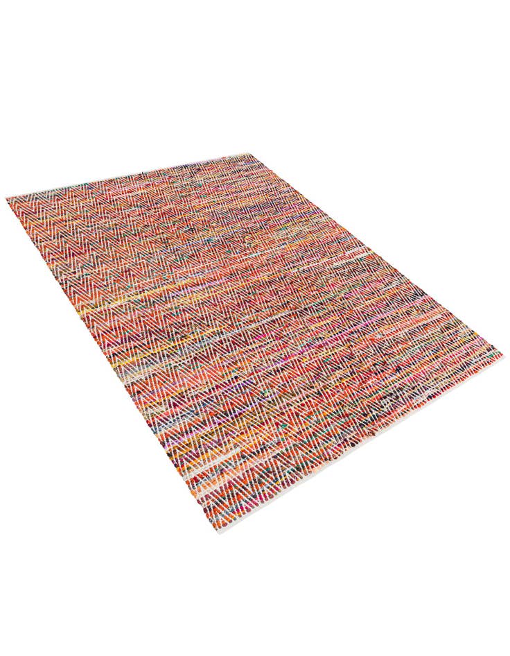 Detail image of  7' 1 x 10'  Hand Woven Chindi Chevron Rug