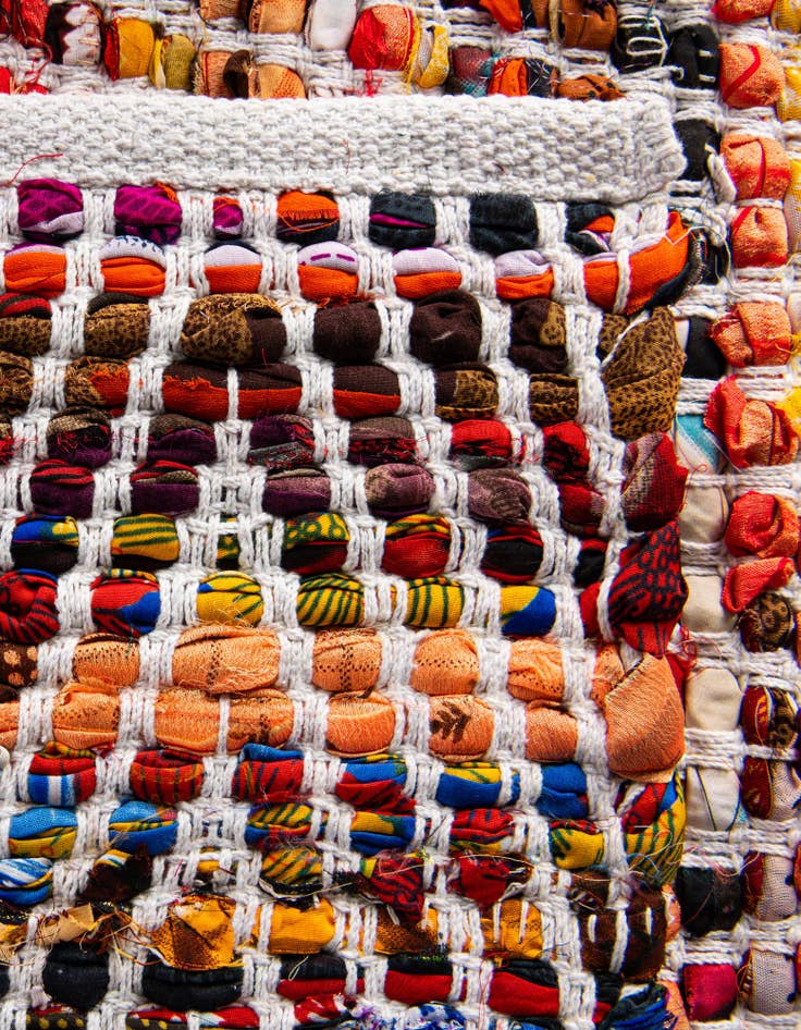 Detail image of  7' 1 x 10'  Hand Woven Chindi Chevron Rug