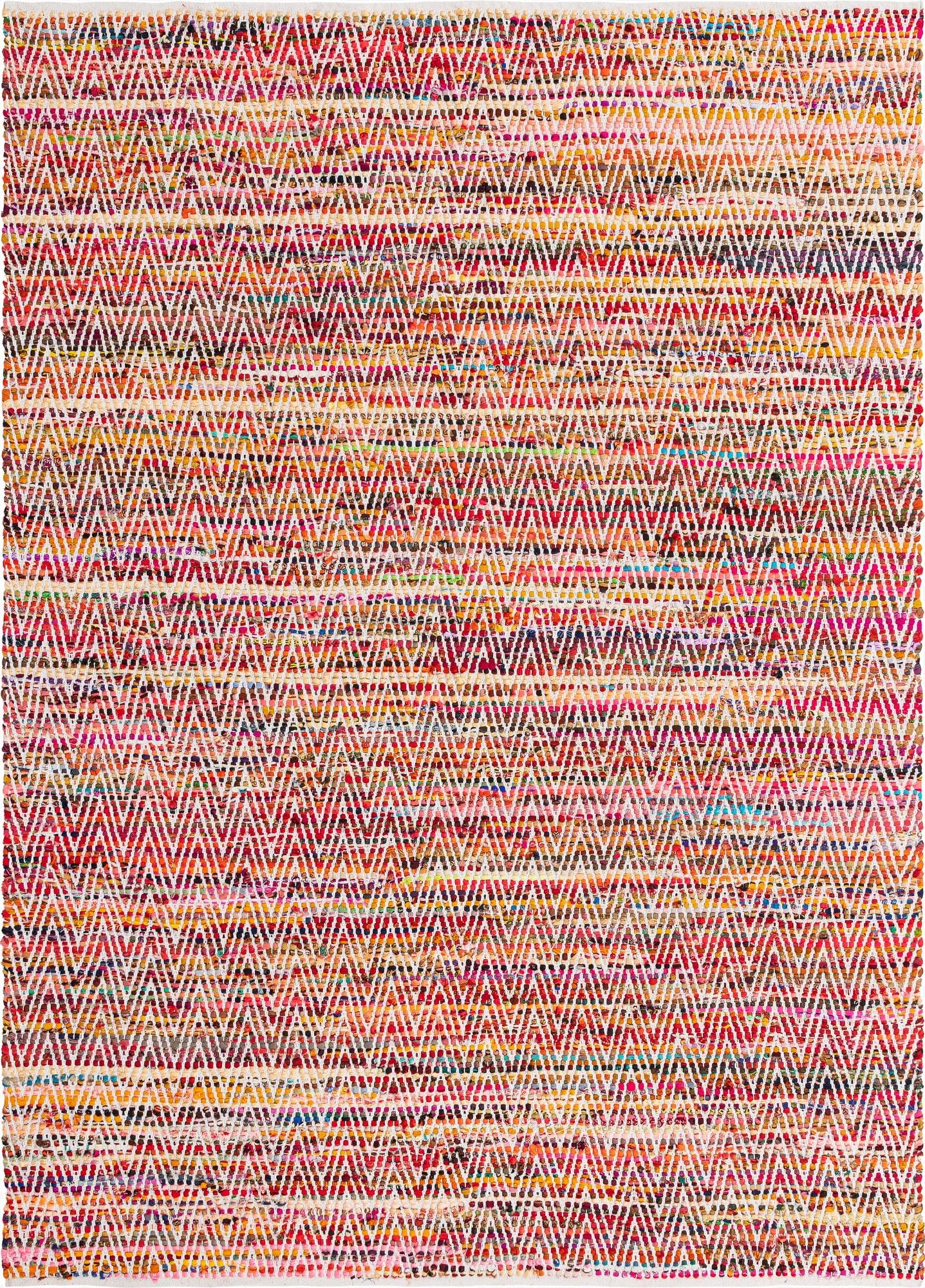  8' x 11'  Hand Woven Chindi Chevron Rug