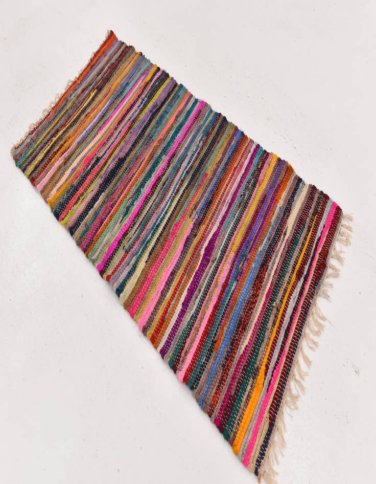 Detail image of  2' 4 x 4' 7  Hand Woven Chindi Cotton Rug