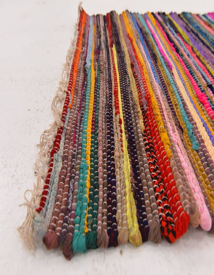 Detail image of  2' 4 x 4' 7  Hand Woven Chindi Cotton Rug