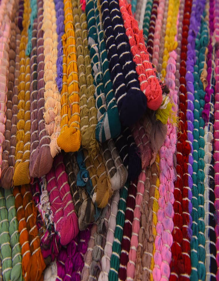 Detail image of  2' 4 x 4' 7  Hand Woven Chindi Cotton Rug