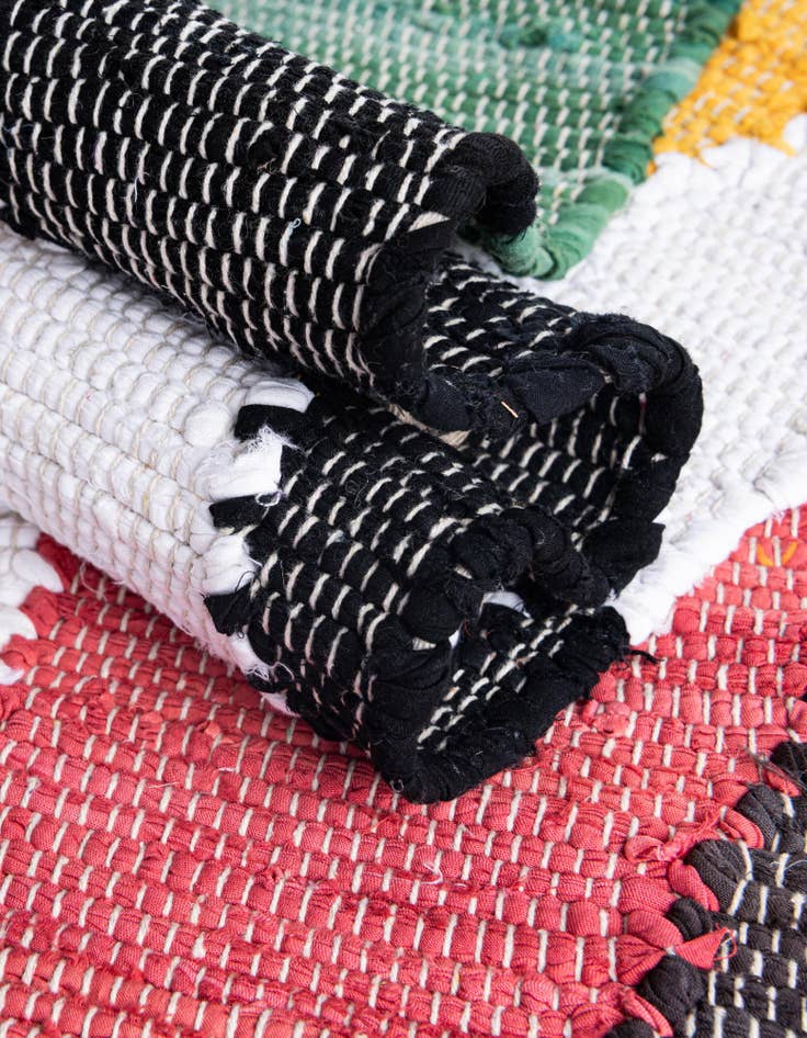 Detail image of  Custom Multi  Hand Braided Chindi Cotton Rug