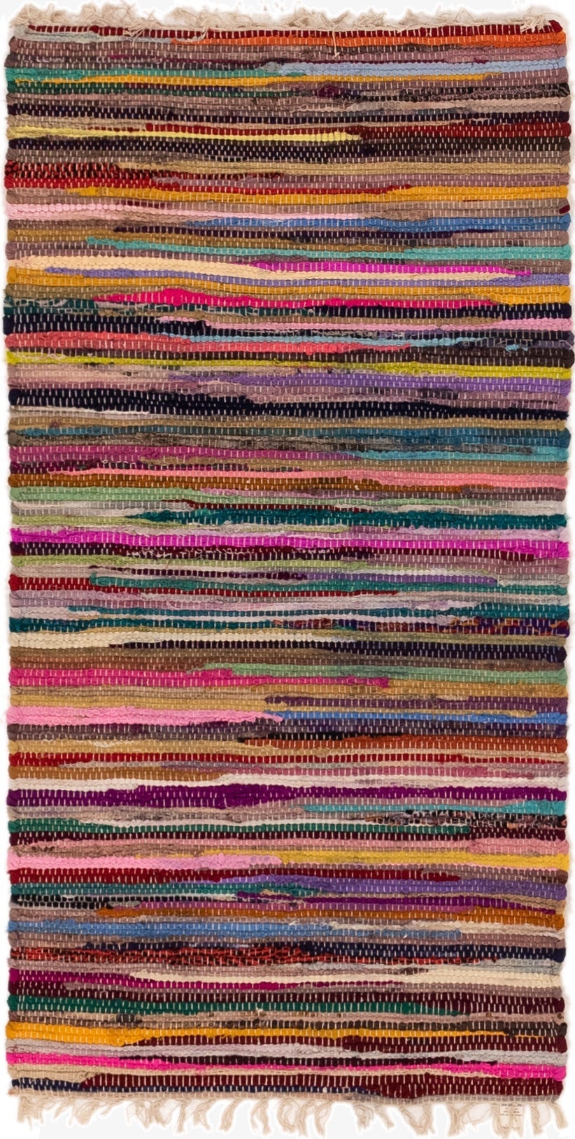  2' 4 x 4' 7  Hand Woven Chindi Cotton Rug