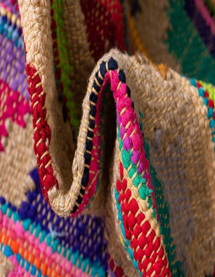 Detail image of  2' x 3' 1  Hand Woven Chindi Trellis Rug