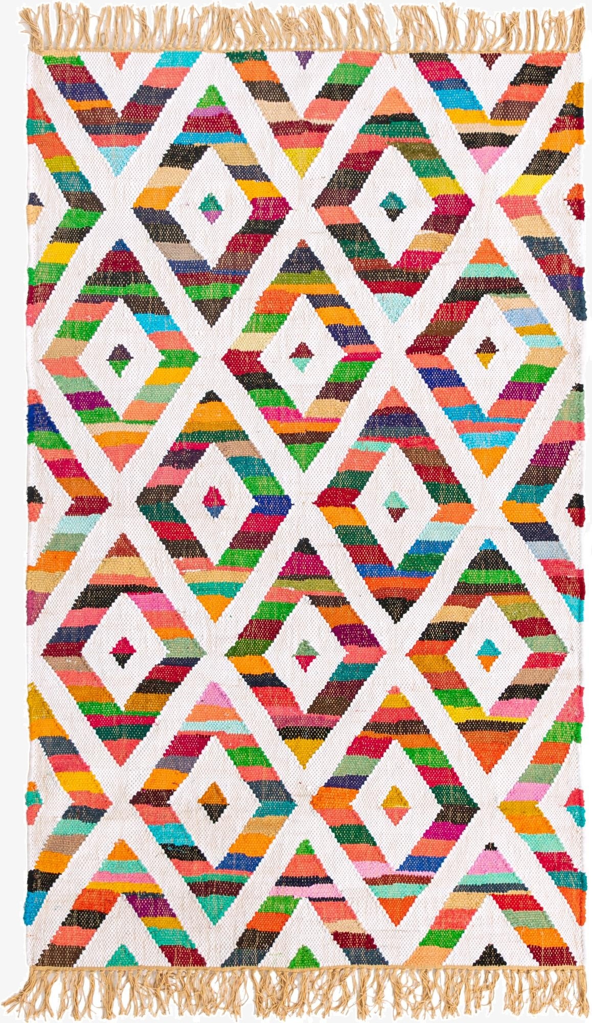  4' 1 x 6' 1  Hand Woven Chindi Trellis Rug