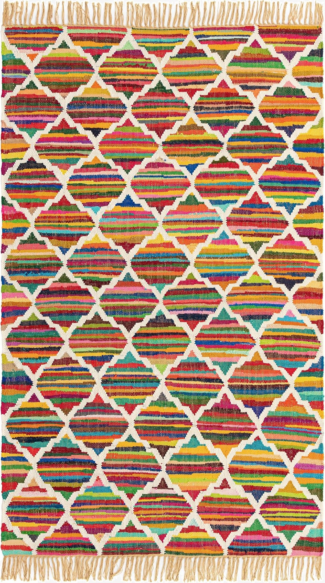  5' 1 x 8'  Hand Woven Chindi Trellis Rug