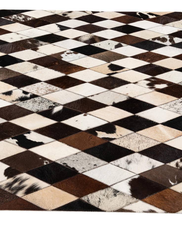 Detail image of  4' 1 x 5' 10 Cowhide & Leather Rug