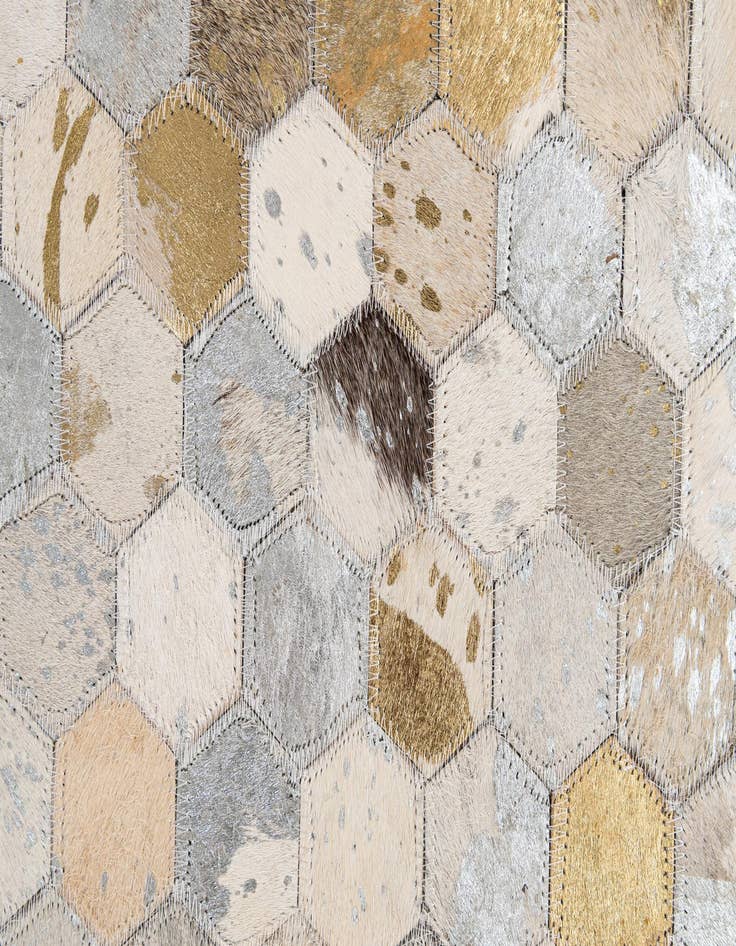 Detail image of  5' 2 x 8' 1 Cowhide - Patchwork Rug