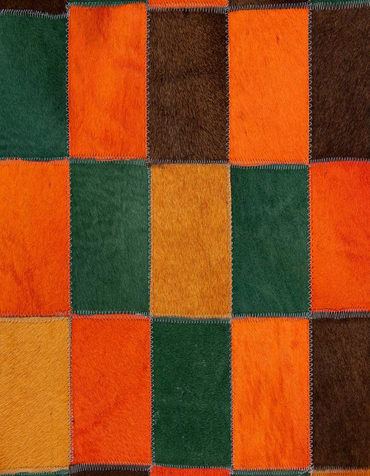 Detail image of  4' 11 x 7' 9 Cowhide - Patchwork Rug